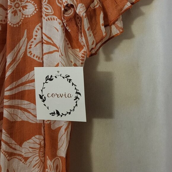 CORVIA ORANGE AND WHITE FLORAL TOP - Picture 7 of 7